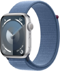 Apple Watch Series 9 GPS 45mm Silver Aluminium Case with Winter BLue Sport Loop MR9F3ET-A (195949031632) - EU Spec